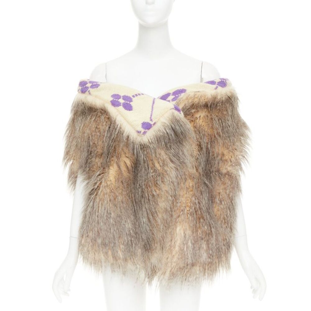 Prada 2021 Fur Floral Jacquard Clutch